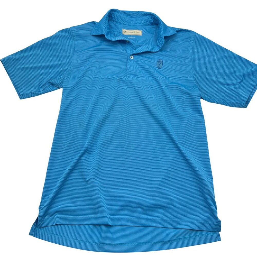 Donald‎ Ross Mens Aqua Blue Striped Golf Polo Shirt S 100% Polyester Lightweight